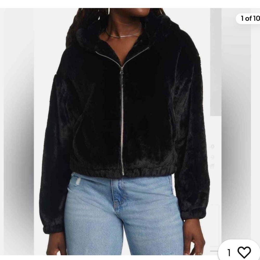 Nordstrom BP Faux Fur Hooded Black Large Jacket